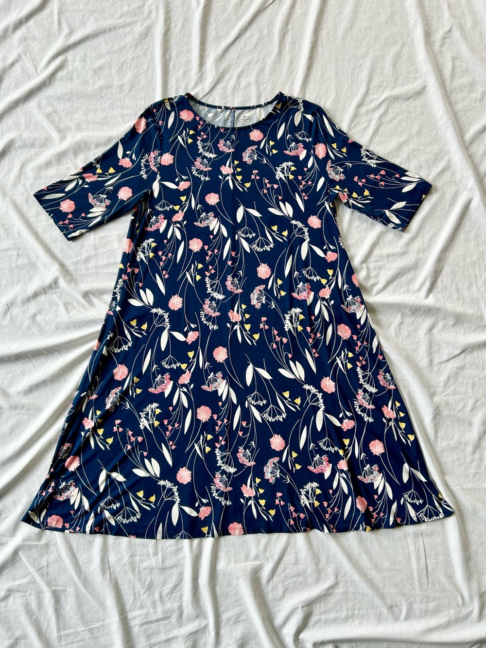 St. John’s Bay Floral Print Elbow Sleeve Stretch T-Shirt Dress